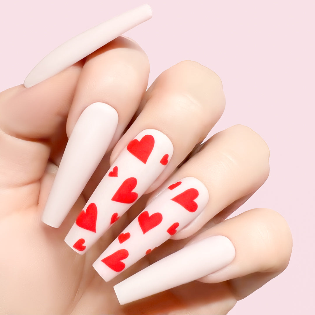 Change of Art gel art heart shaped art on nails